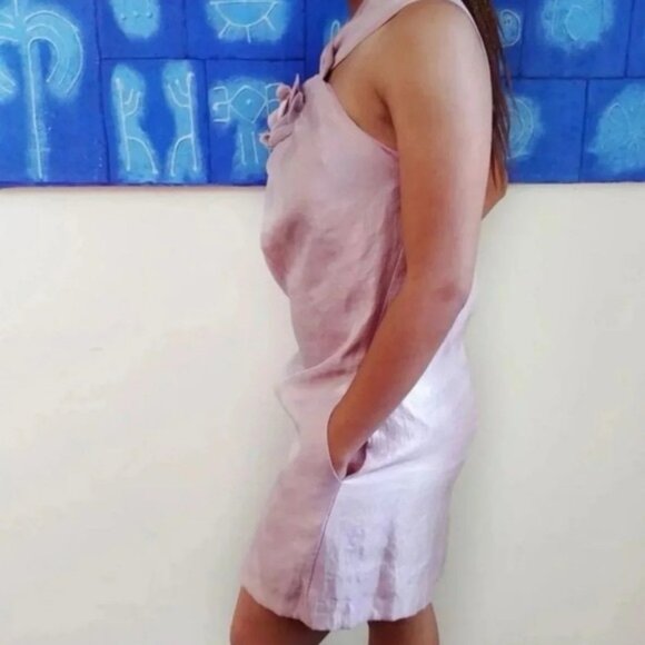 NWT ALEXIA ADMOR NEW YORK USA Made 🇺🇸 Champagne Bow Halter Neck Mini Dress S - Picture 3 of 16